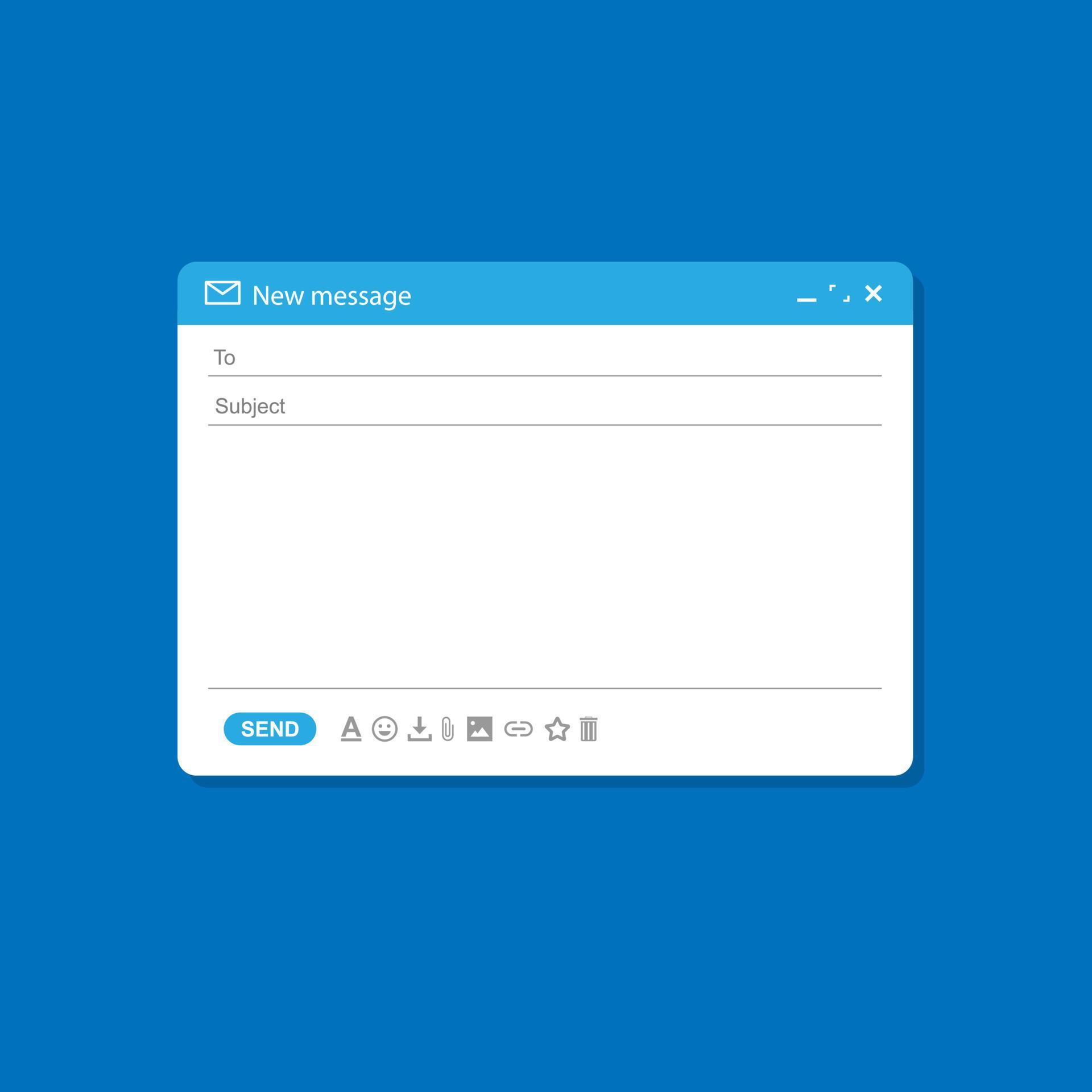 Email Interface Email window template, message, blank email