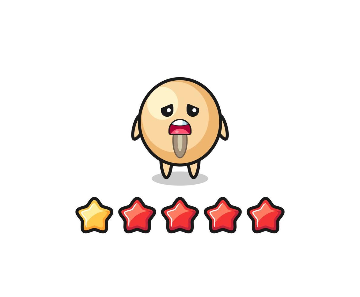 the illustration of customer bad rating, soy bean cute character with 1 star vector