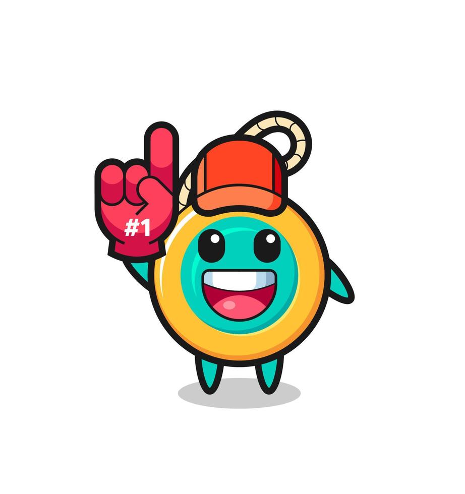 yoyo illustration cartoon with number 1 fans glove vector