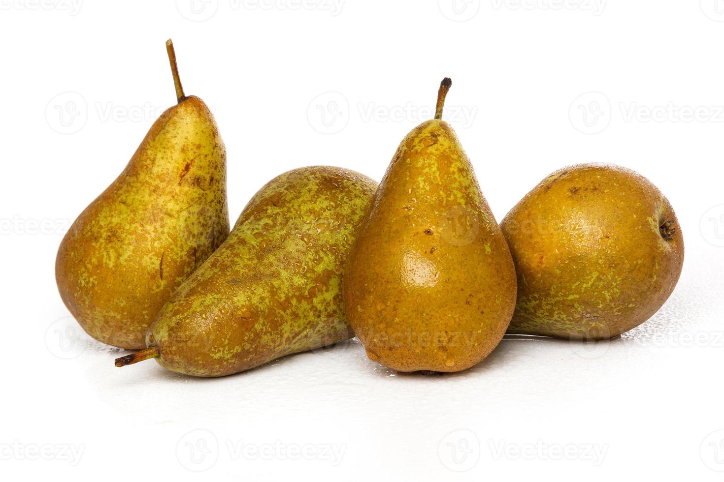 Fresh pears on white background photo
