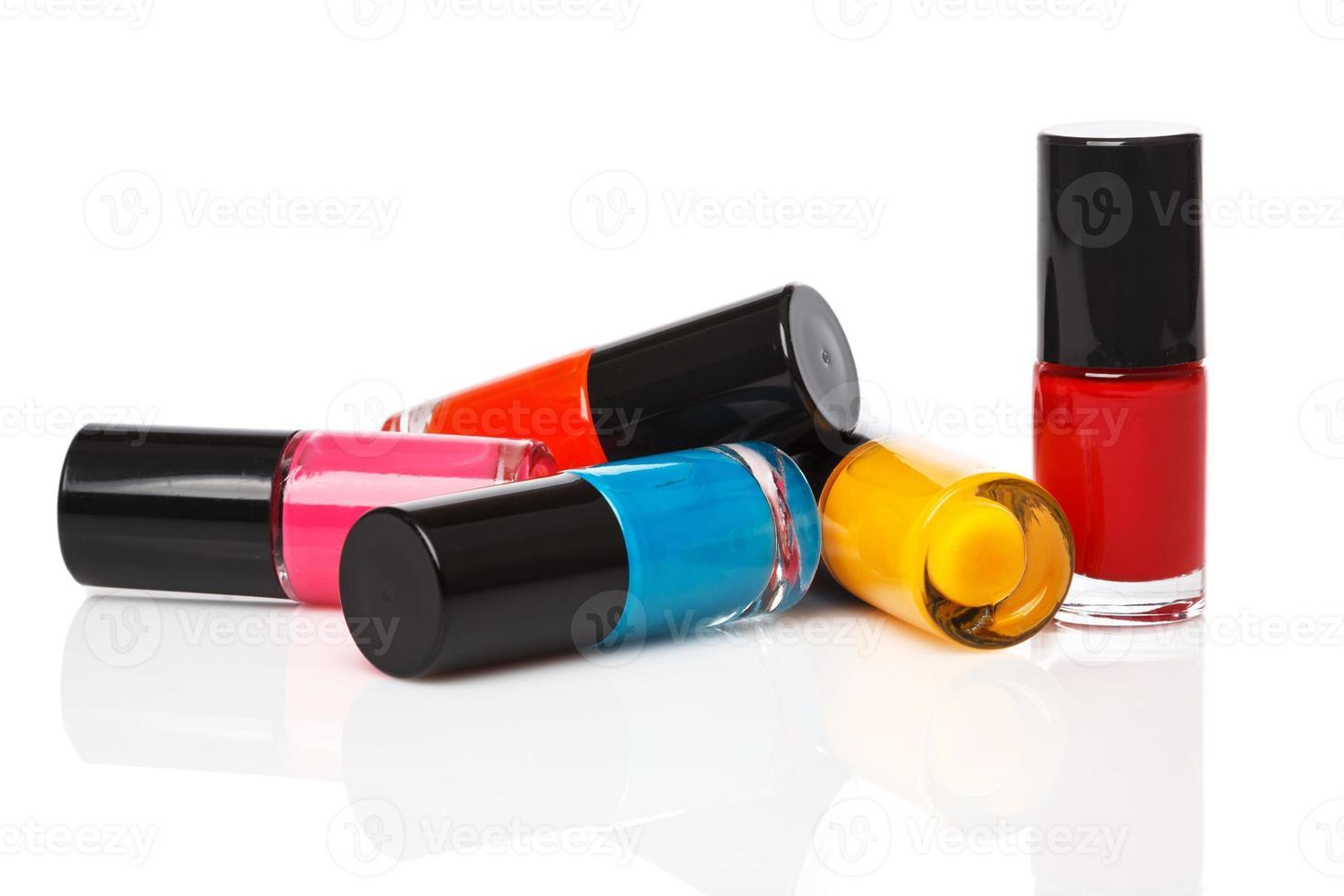 Bottles with a colorful nail polish photo