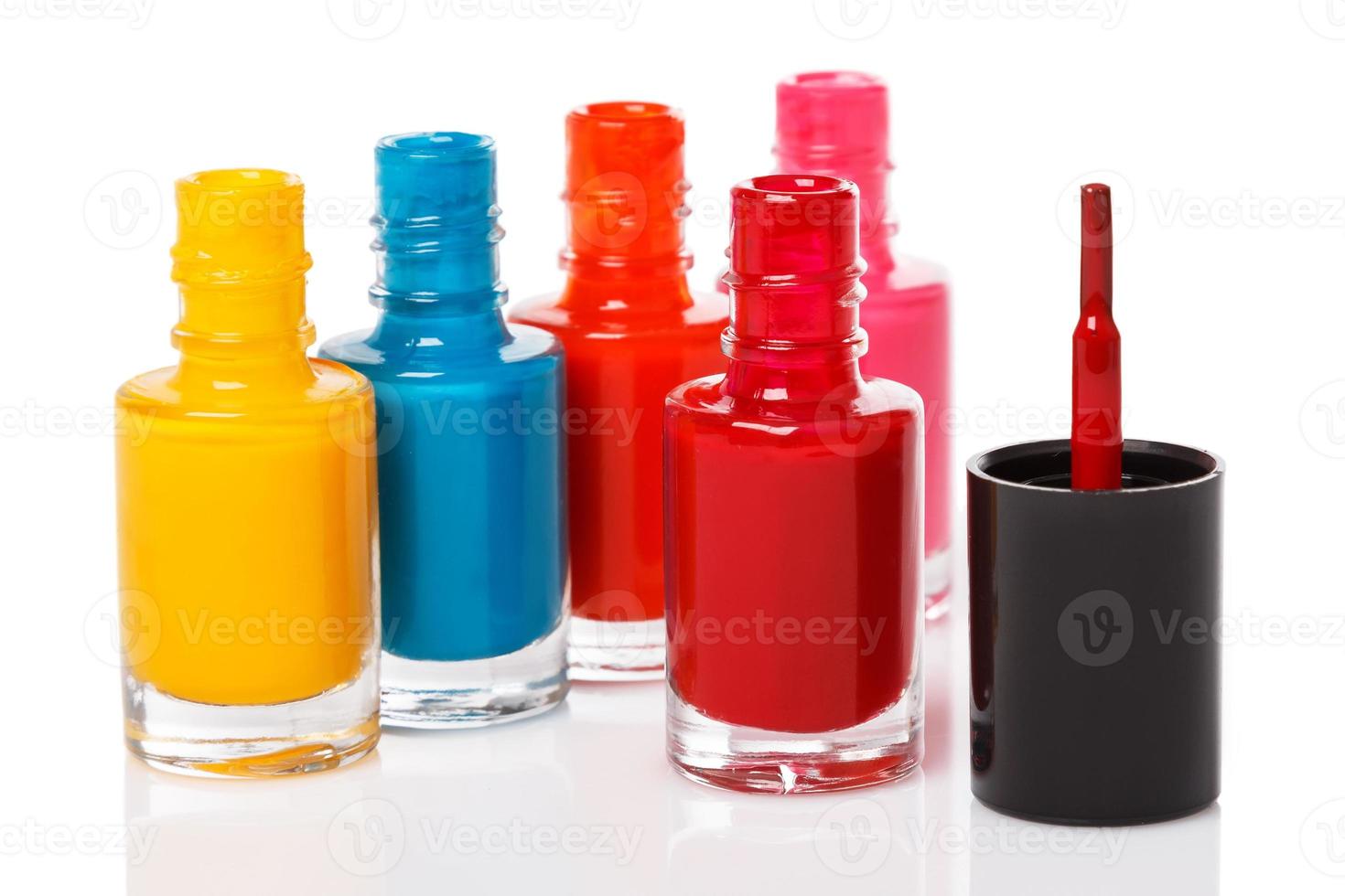 Bottles with a colorful nail polish photo