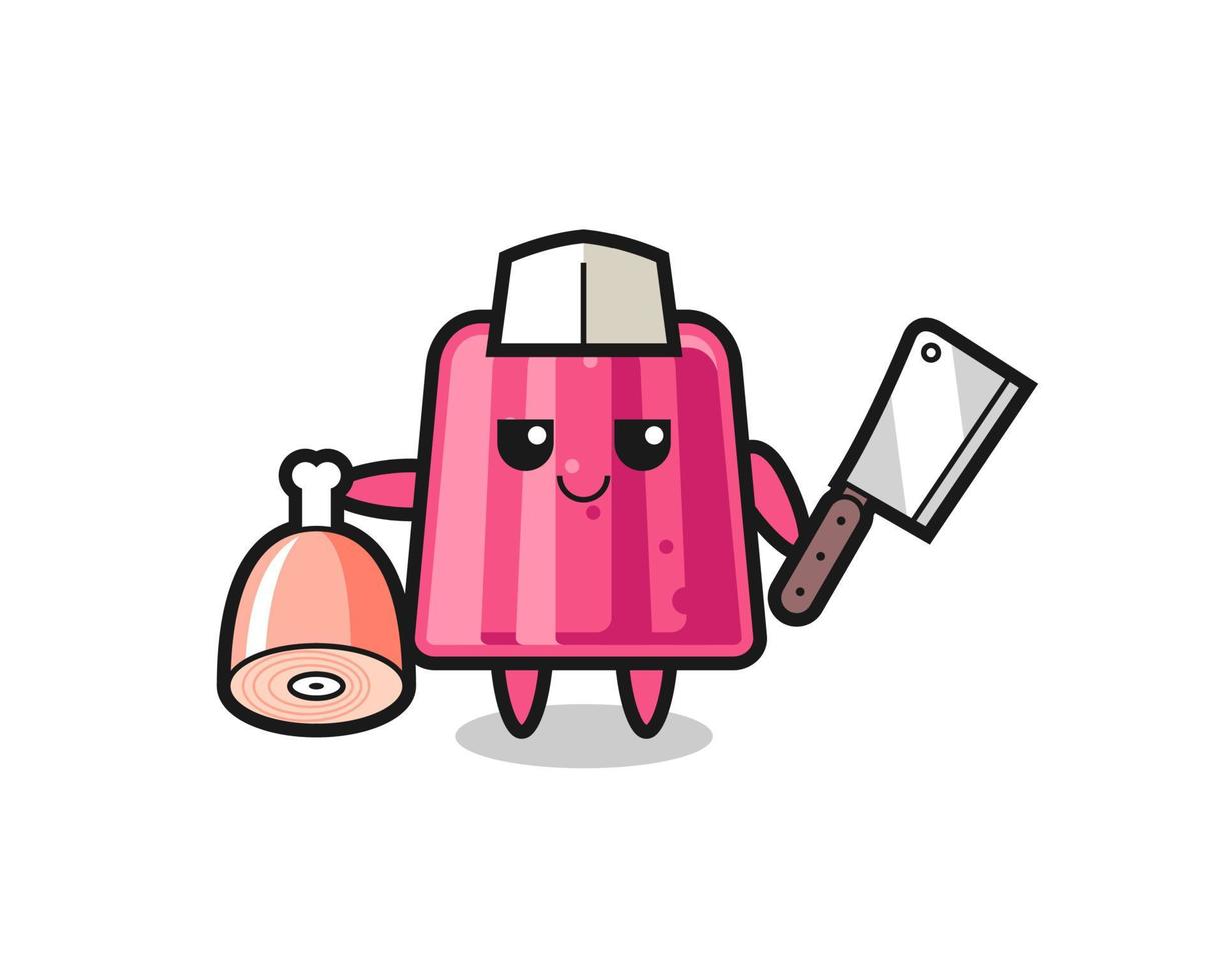 Illustration of jelly character as a butcher vector