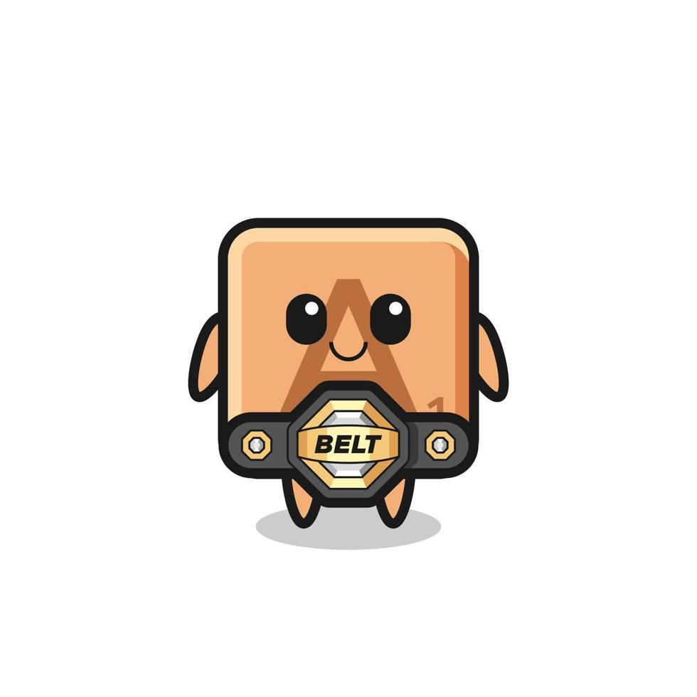 the MMA fighter scrabble mascot with a belt vector