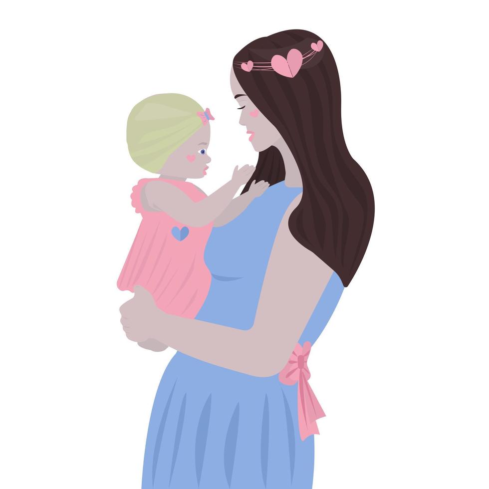 Woman and child, colorful illustration vector