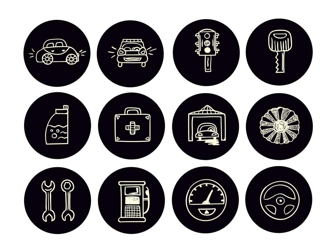 Vector icons of car theme