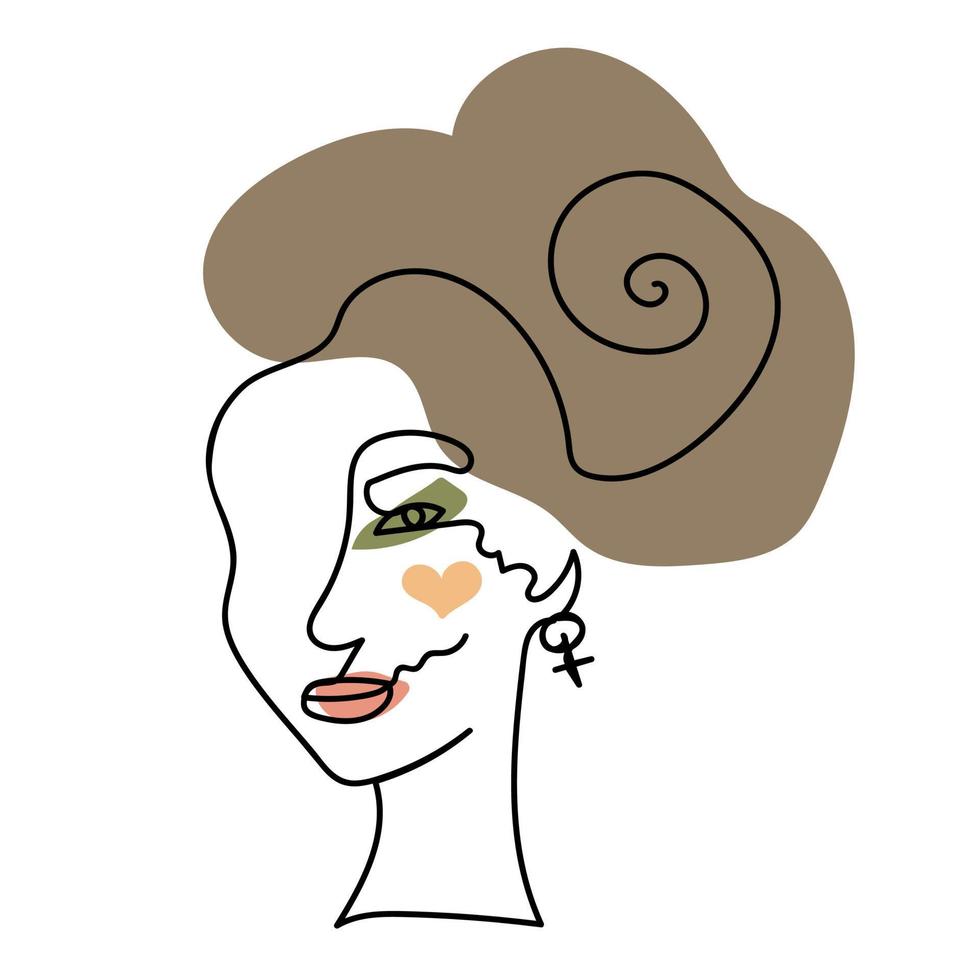 cara de mujer, estilo lineart vector