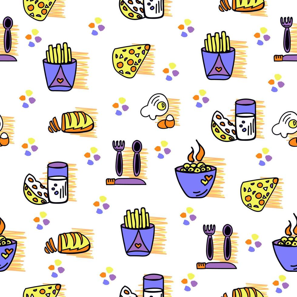 Food, bright seamless pattern vector