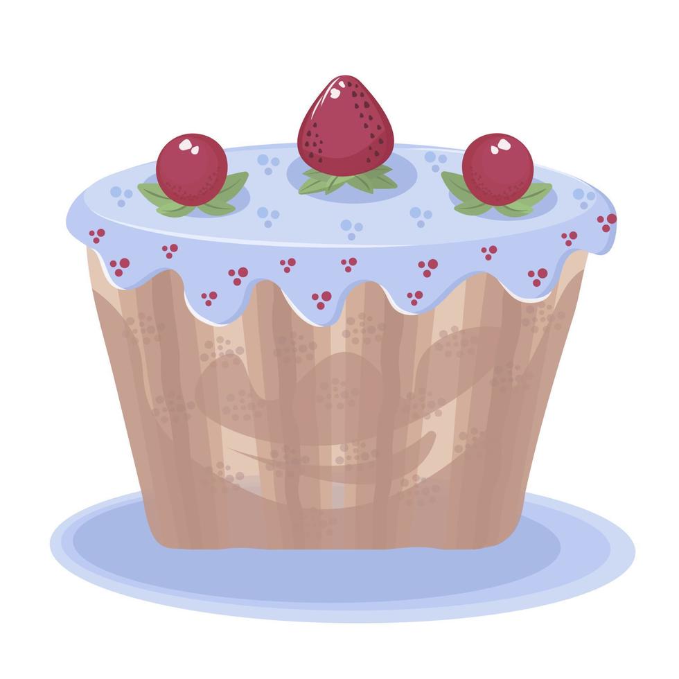 Colorful cupcake with berries vector