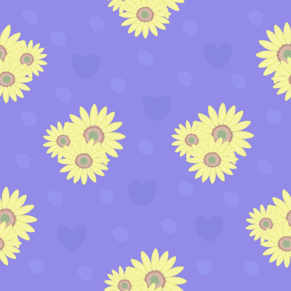Cute floral seamless pattern on blue background vector