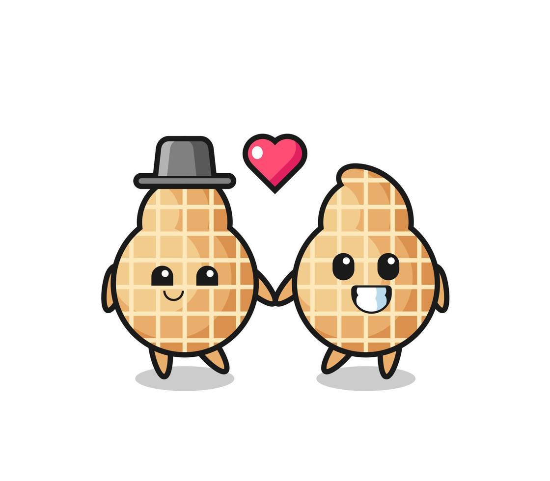 peanut cartoon character couple with fall in love gesture vector