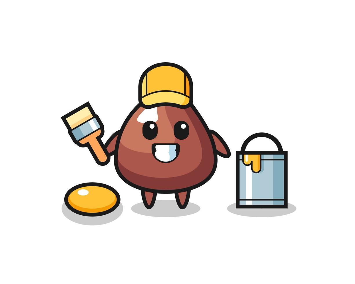 Character Illustration of choco chip as a painter vector
