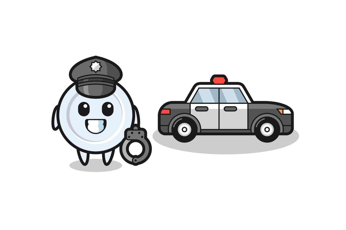 Cartoon mascot of plate as a police vector
