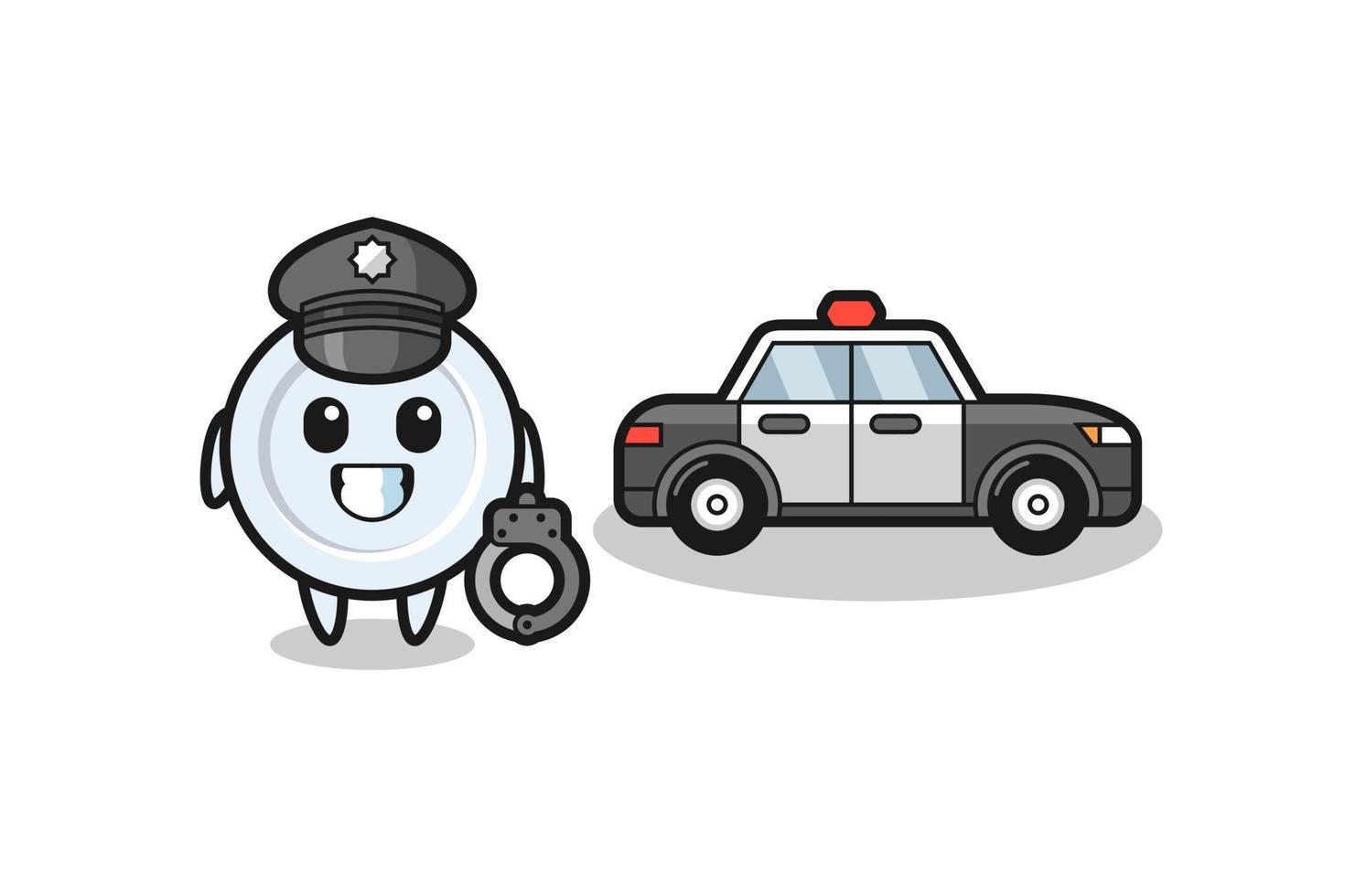 caricatura, mascota, de, placa, como, un, policía vector