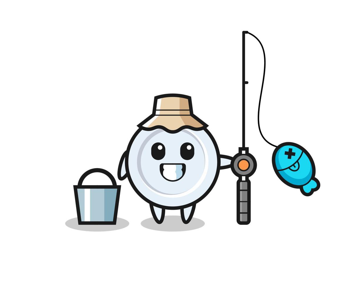 Mascot character of plate as a fisherman vector