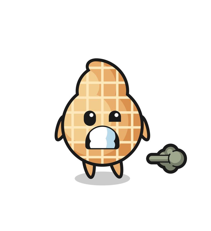 the illustration of the peanut cartoon doing fart vector