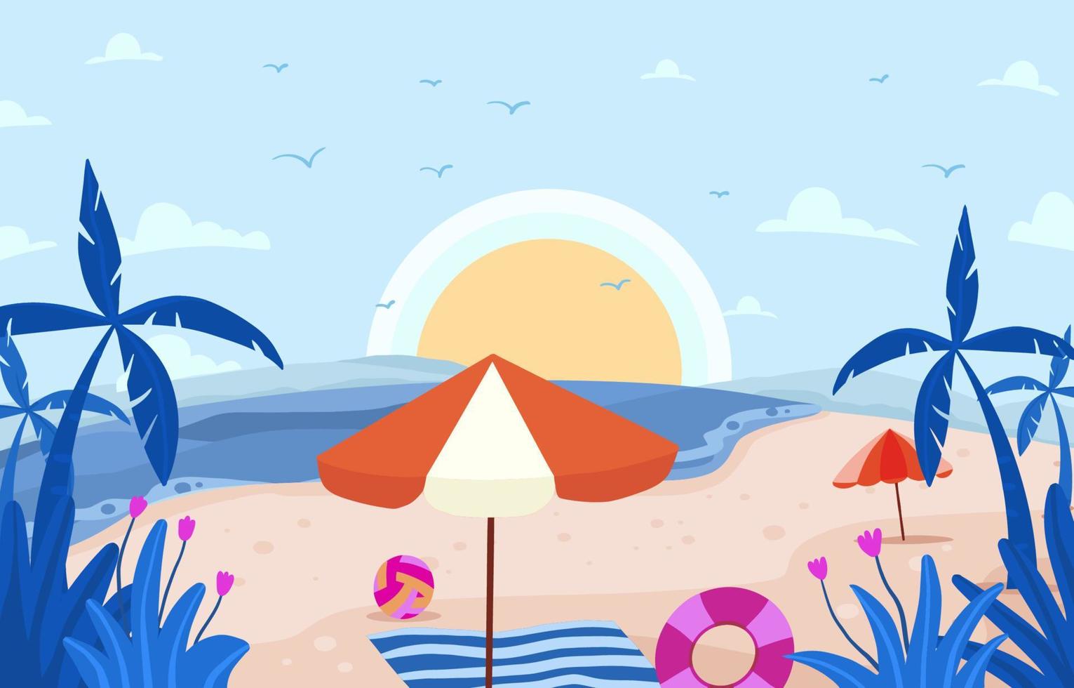 Beach Scenery Background vector