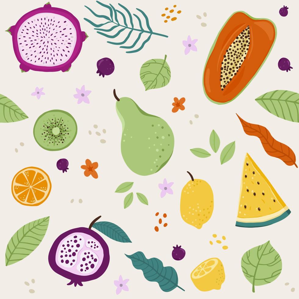 fondo transparente de frutas tropicales vector