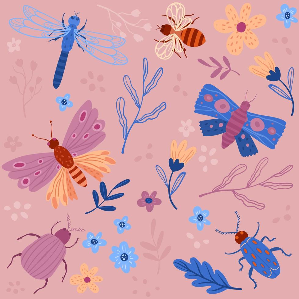 Bugs or Insects Pattern vector