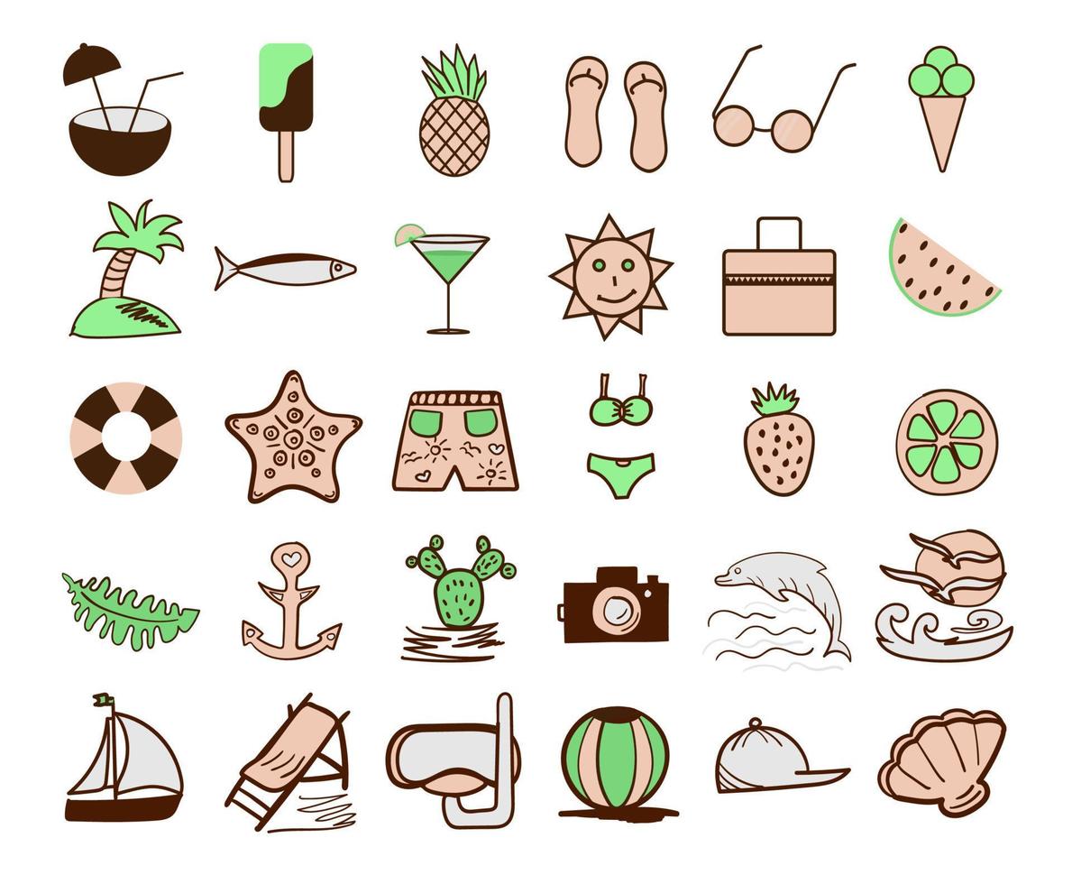 Summer rest, vector icons set