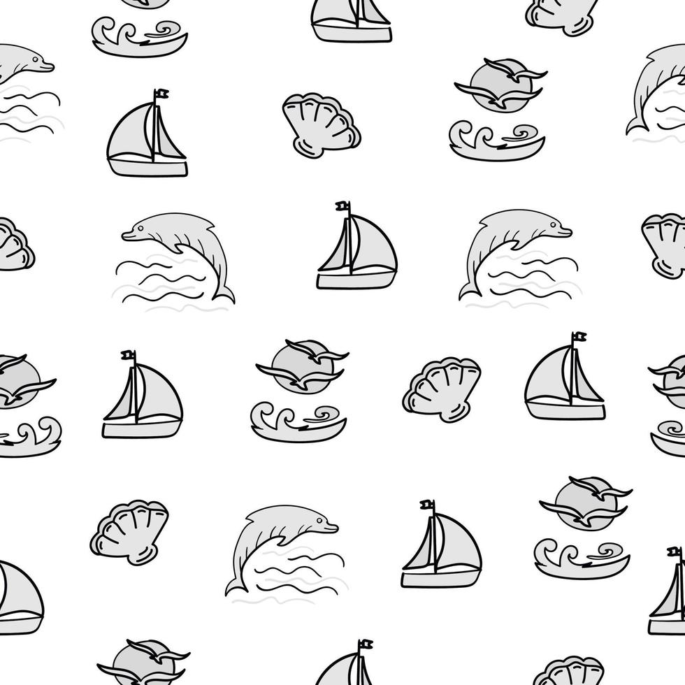 Sea life, vector seamless pattern