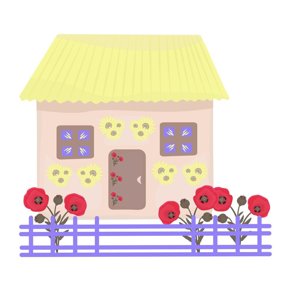 Old traditional Ukrainian house vector