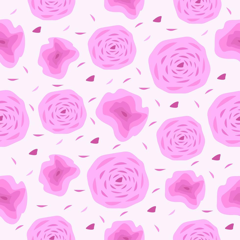 Abstract pink roses, seamless pattern vector