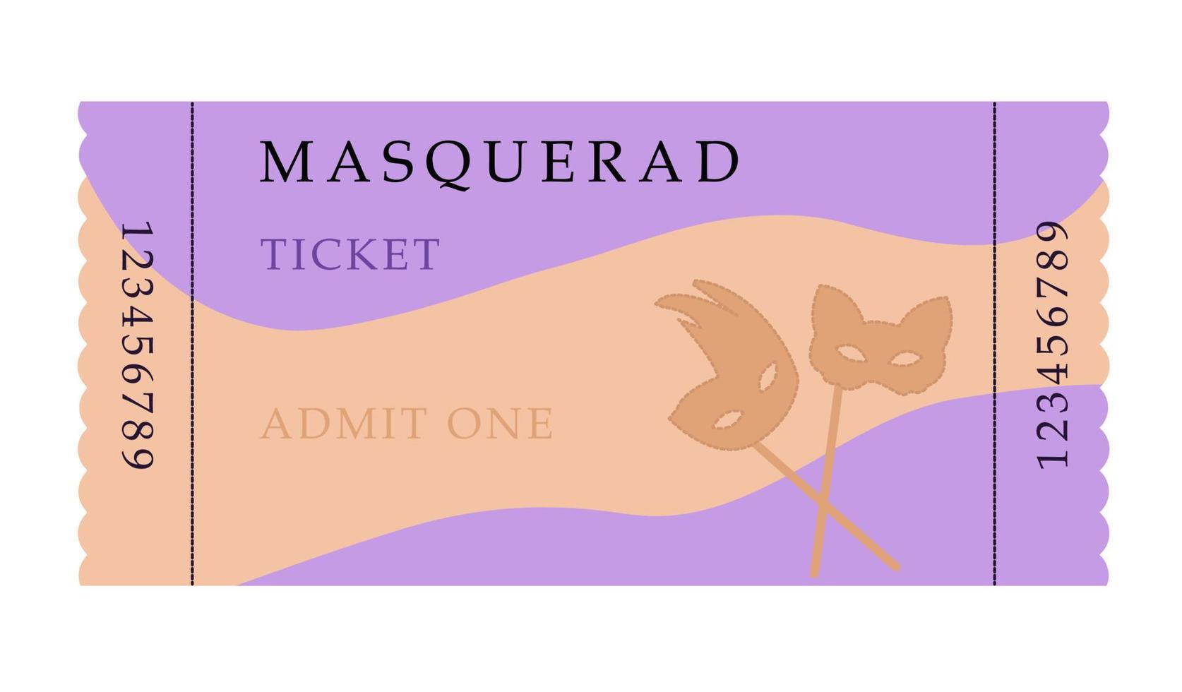 Masquerade ticket, template illustration vector