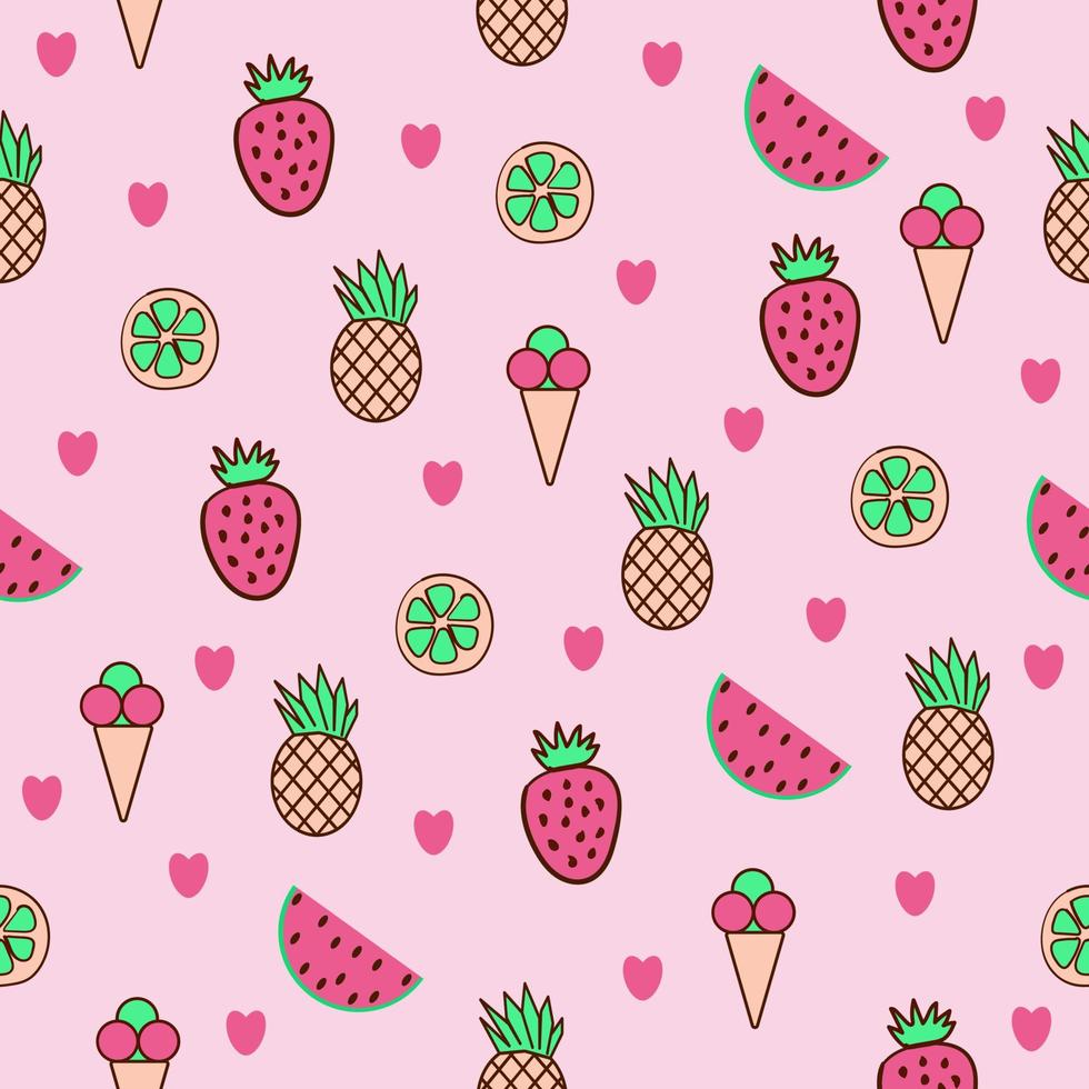 Summer food, seamless pattern vector