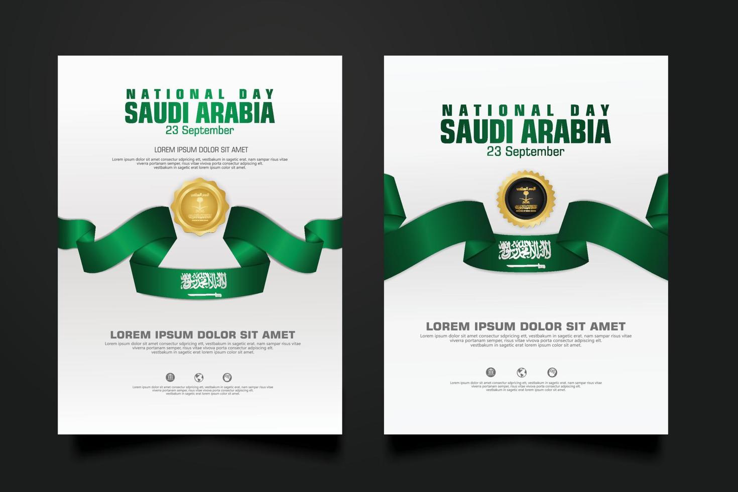 Saudi arabia happy National Day background template with arabic calligraphy. vector