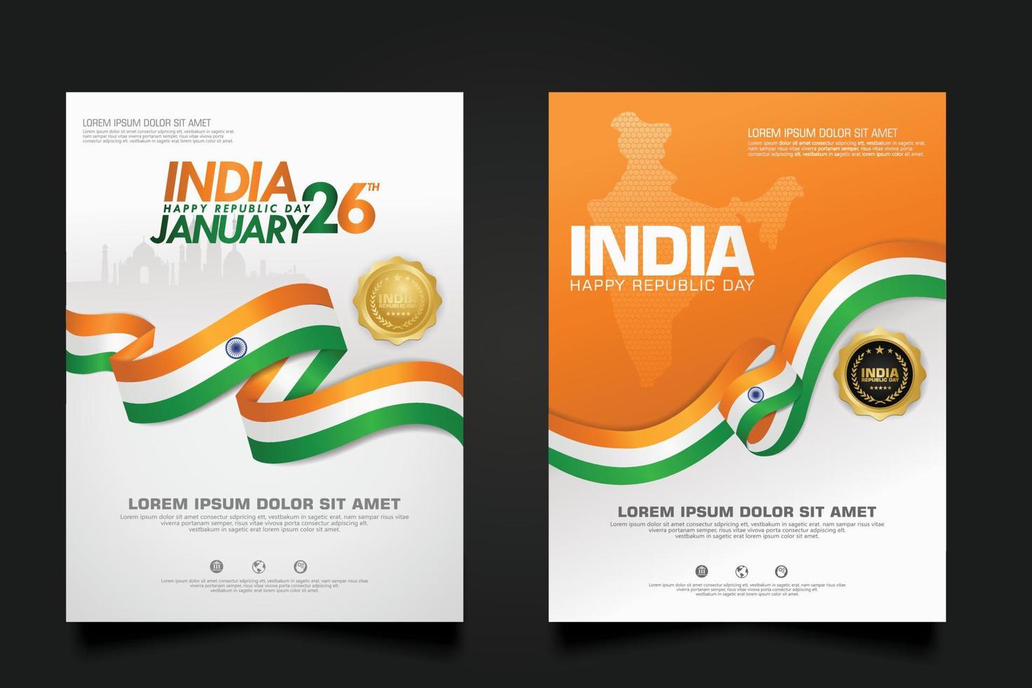 set poster promotions India happy Republic Day background template vector