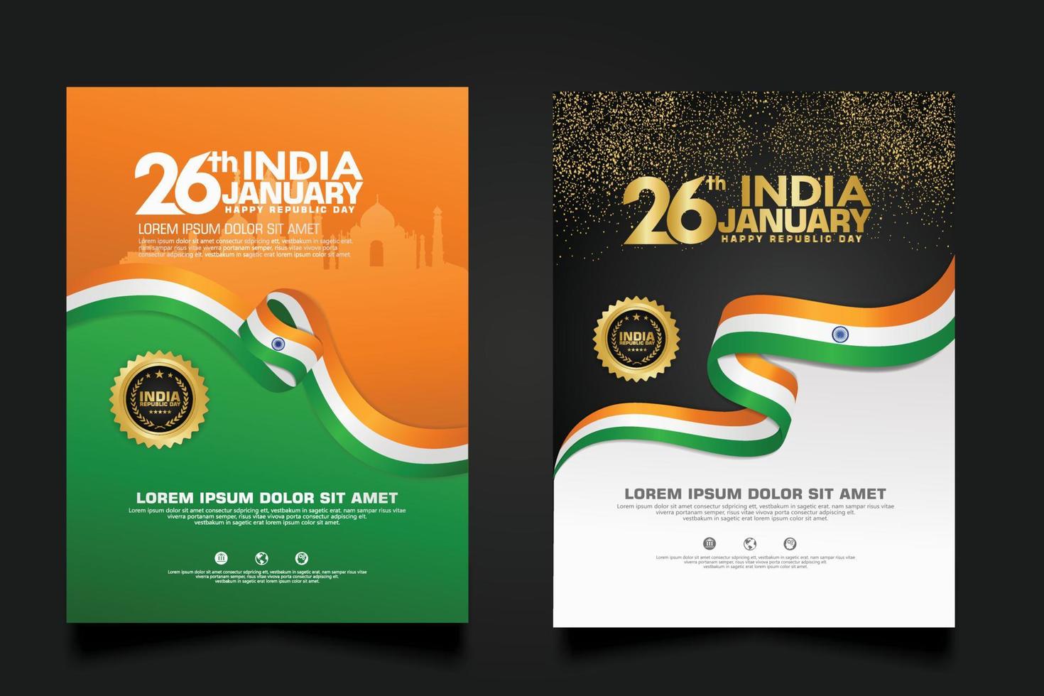 set poster promotions India happy Republic Day background template vector