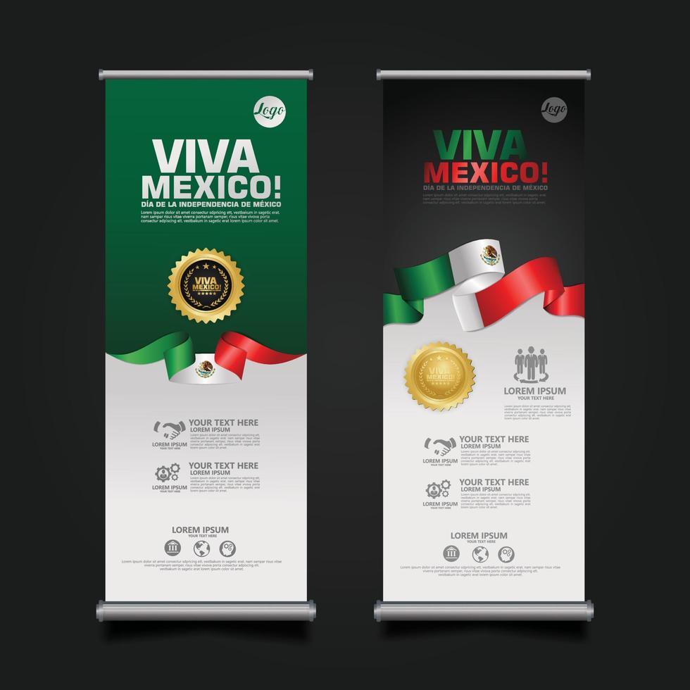 celebración del día de la independencia de méxico, plantilla de diseño de conjunto de banner enrollable. ilustración vectorial vector