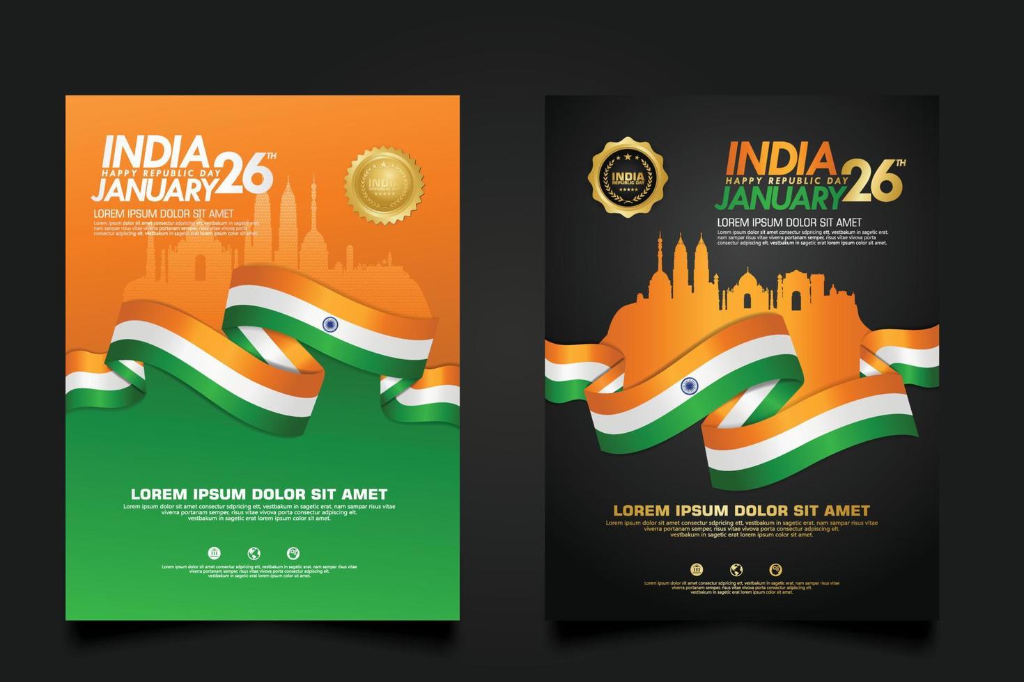 set poster promotions India happy Republic Day background template vector