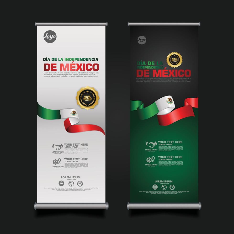 celebración del día de la independencia de méxico, plantilla de diseño de conjunto de banner enrollable. ilustración vectorial vector