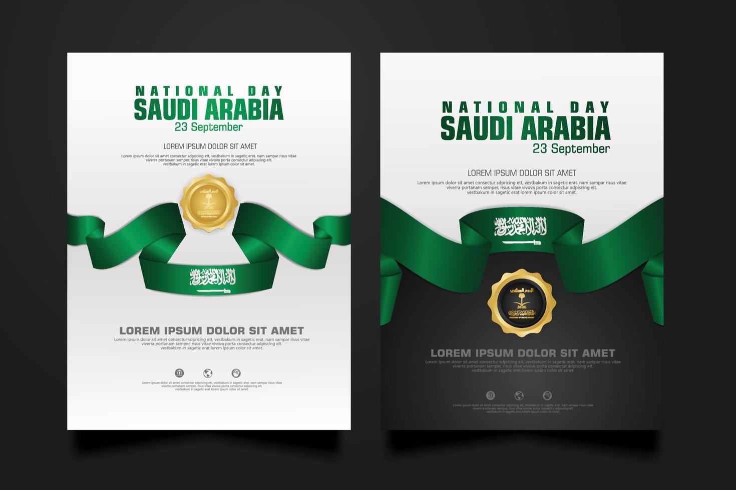 plantilla de fondo del feliz día nacional de arabia saudita con caligrafía árabe. vector