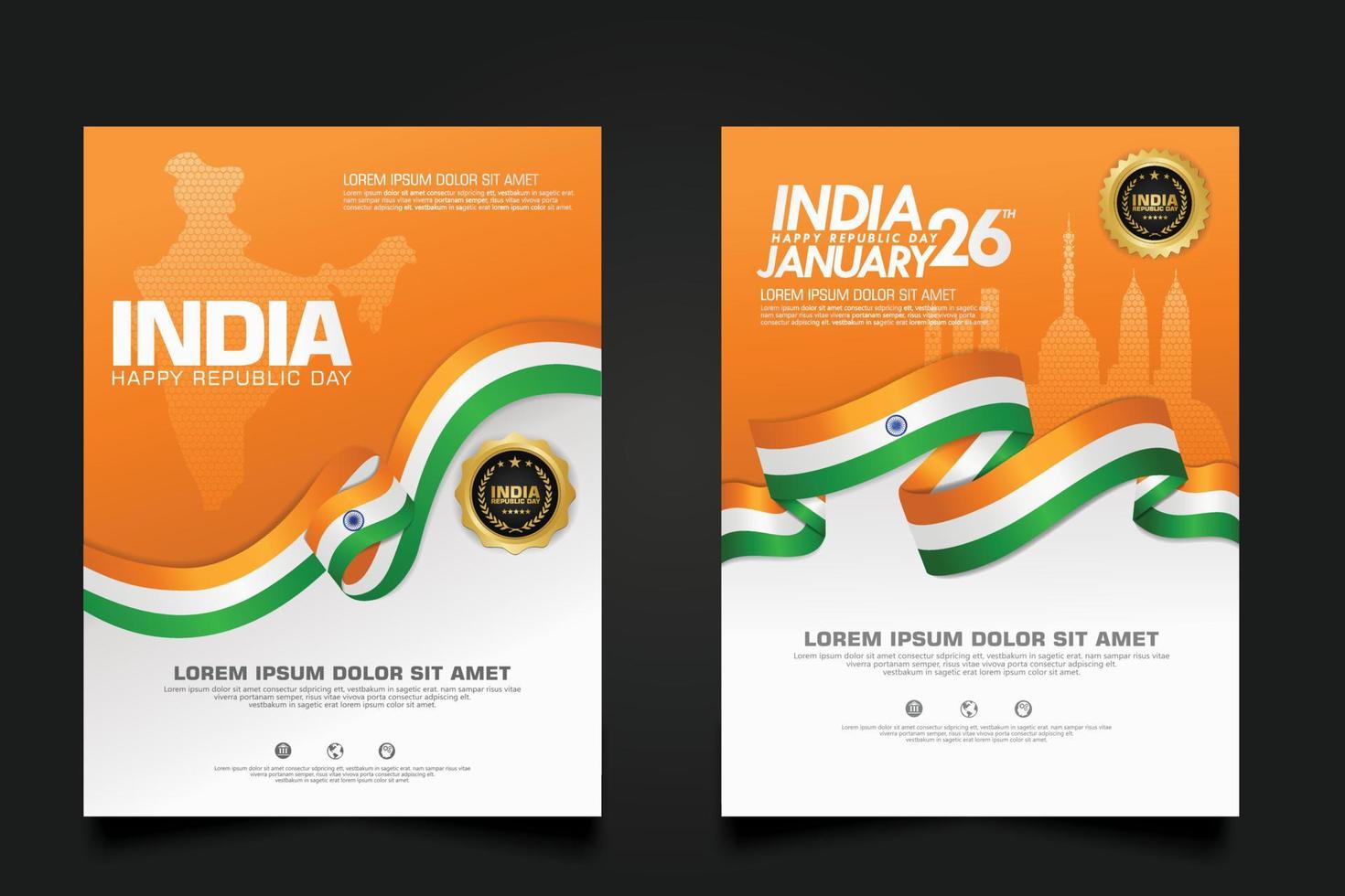 set poster promotions India happy Republic Day background template vector