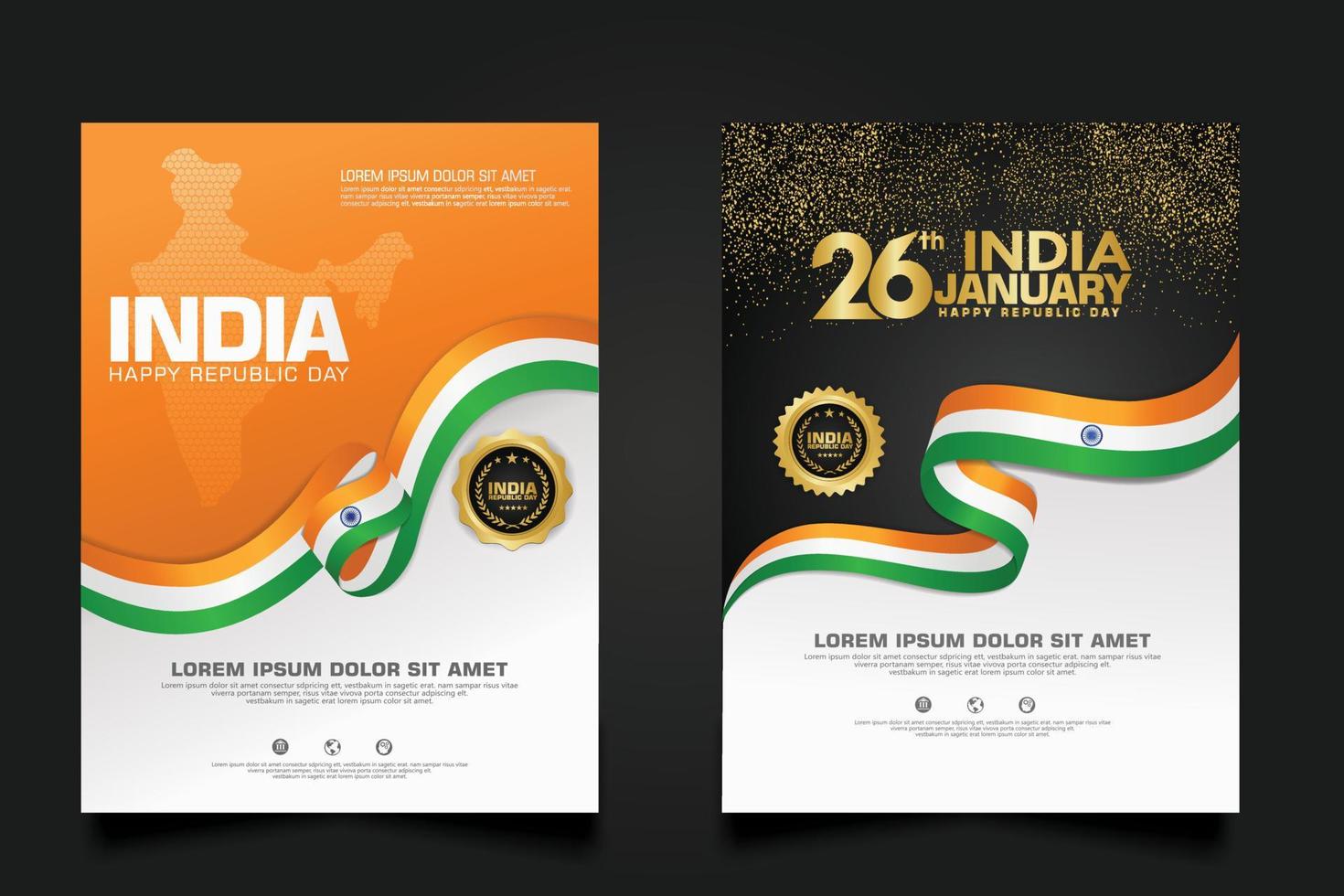 set poster promotions India happy Republic Day background template vector