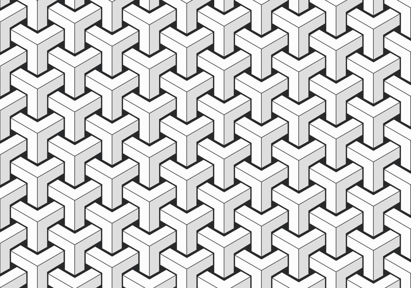 Abstract isometric Y cubes shape seamless pattern with black and white color background. vector