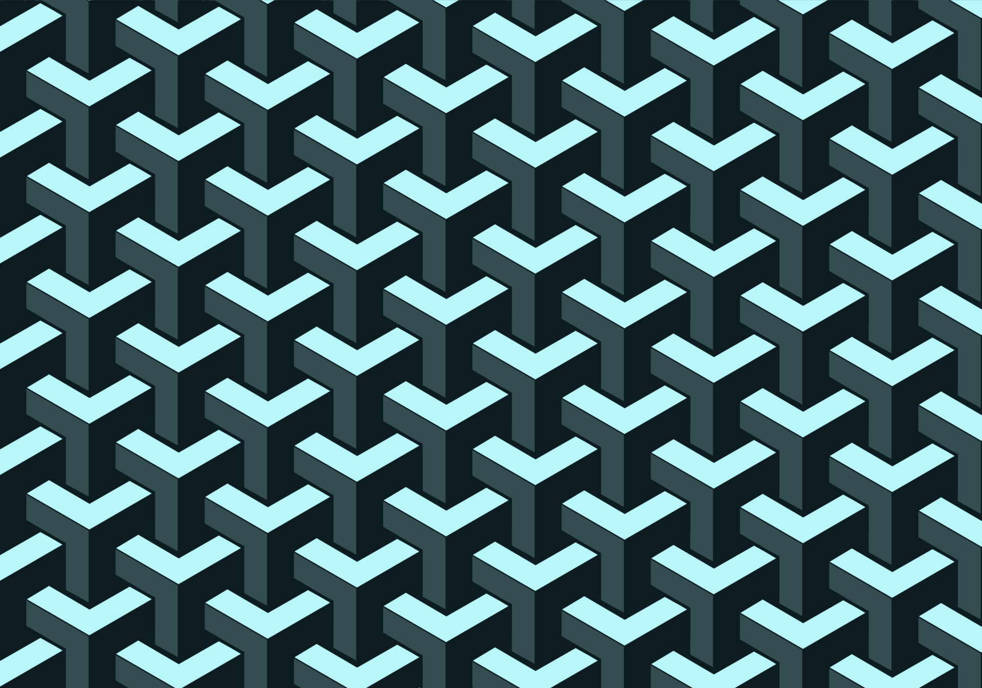 Abstract isometric Y cubes shape seamless pattern with blue color