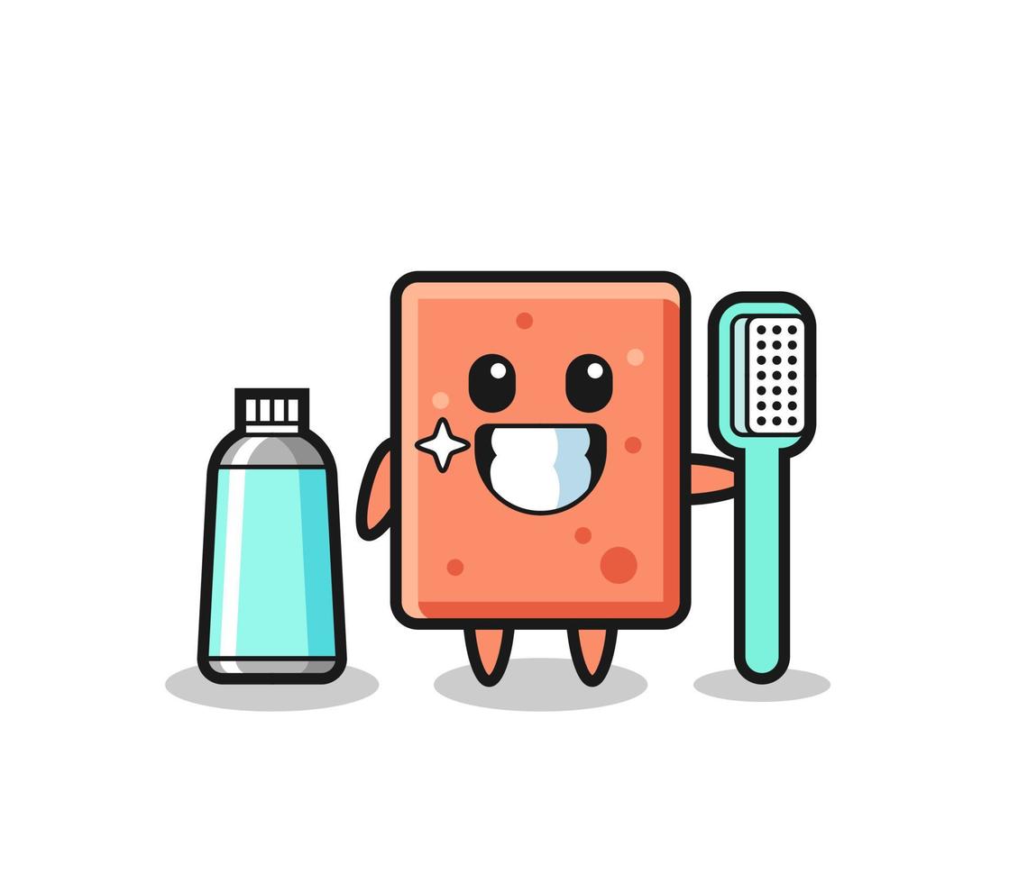 Mascot Illustration of brick with a toothbrush vector