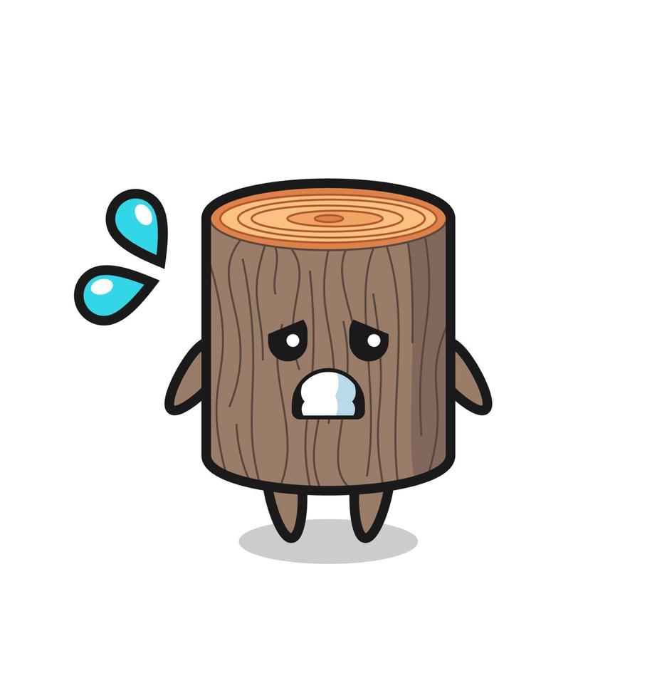 tree stump mascot character with afraid gesture vector