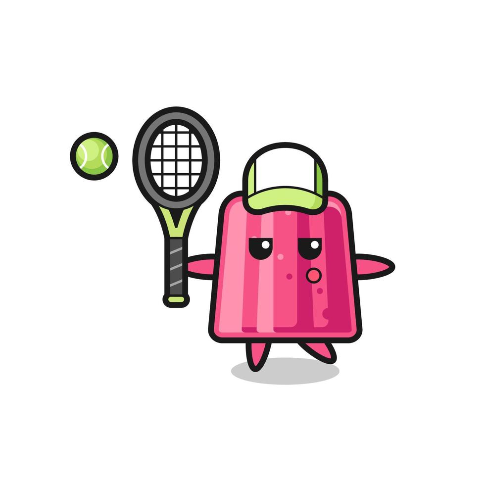 personaje de dibujos animados de gelatina como tenista vector