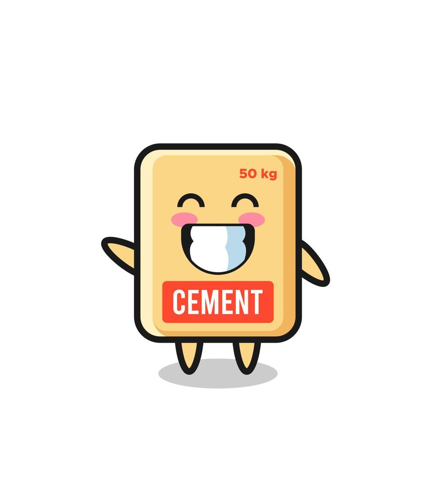 cement sack cartoon character doing wave hand gesture vector