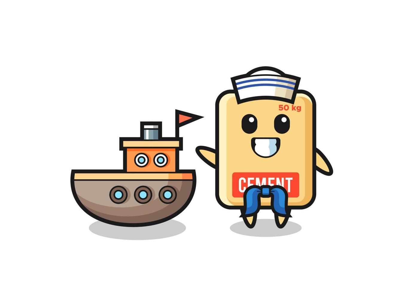 Character mascot of cement sack as a sailor man vector