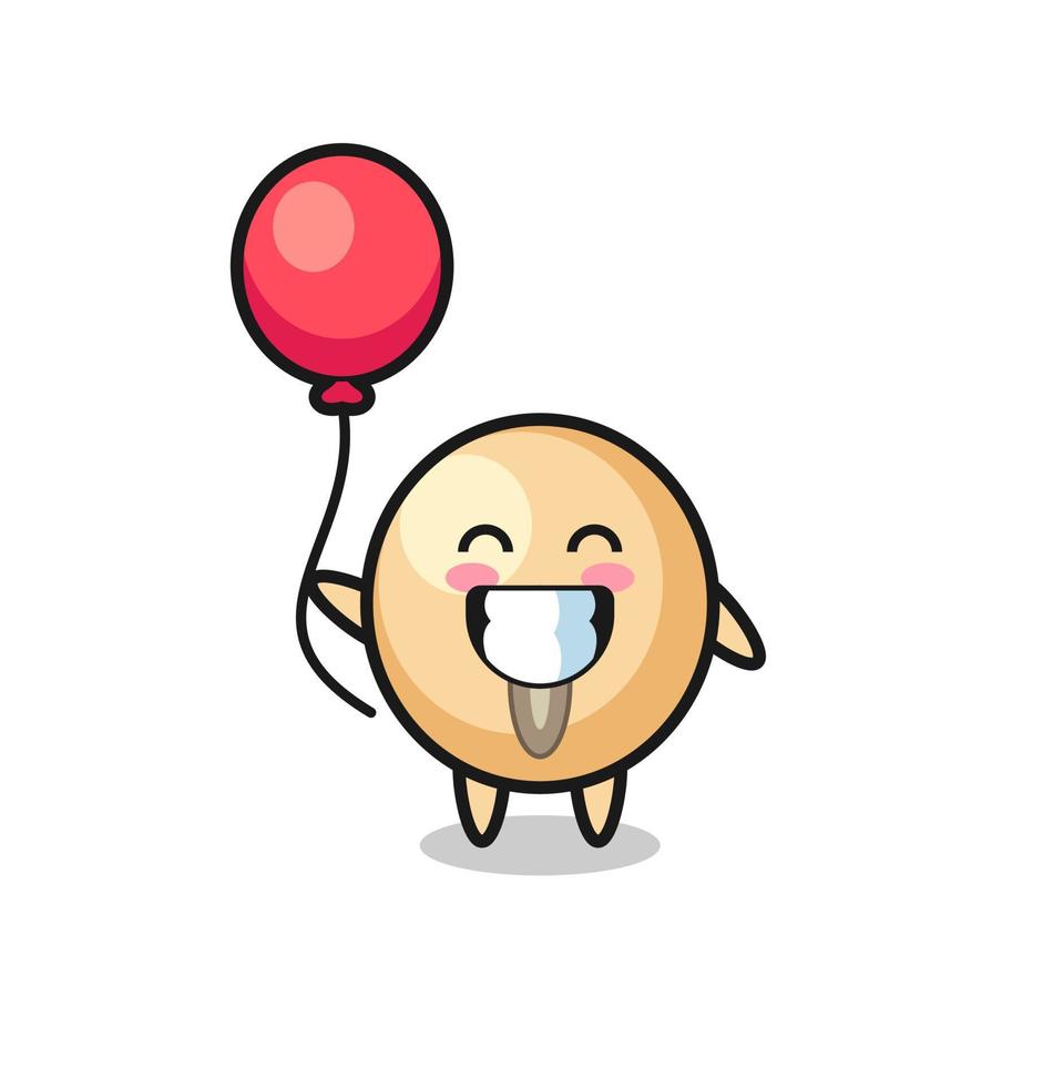 soy bean mascot illustration is playing balloon vector