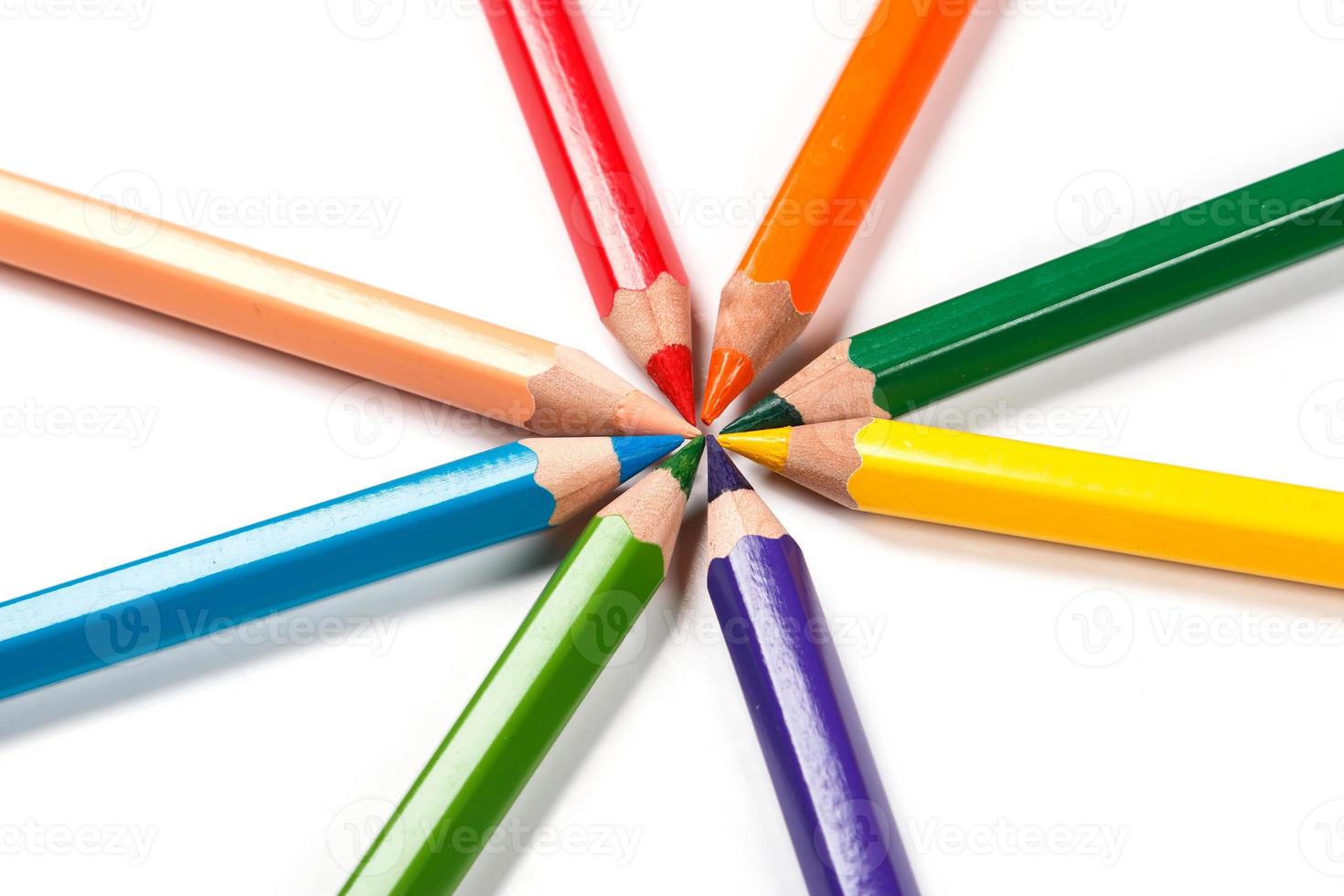 Closeup of multicolored pencils photo