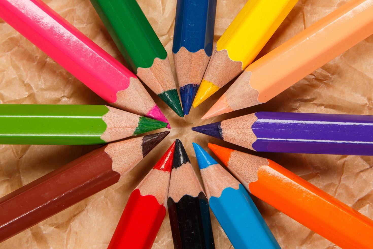 Closeup of multicolored pencils photo