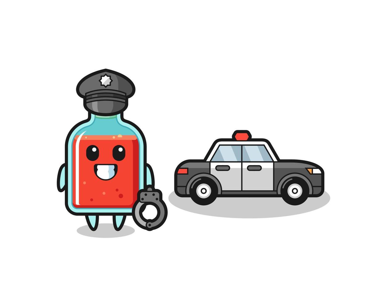 Cartoon mascot of square poison bottle as a police vector