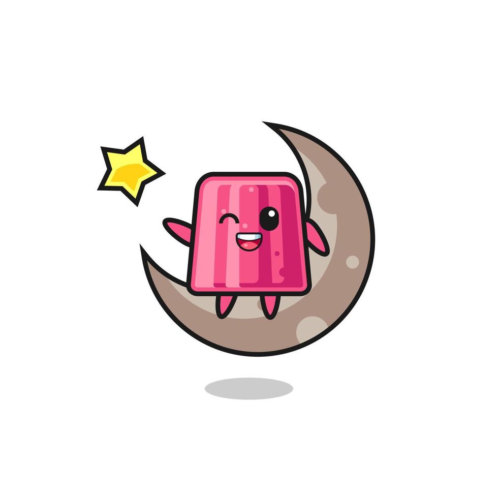 illustration of jelly cartoon sitting on the half moon vector
